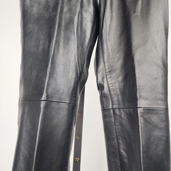 Vintage Boutique Of Leathers Black Leather Straight Leg Pants Size 29 - Picture 4 of 10
